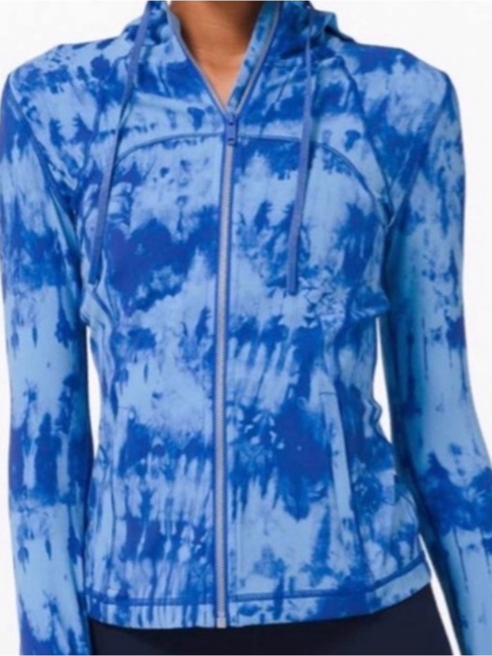 Lulu Lemon Blue Tie-Dye Zip-Up Hooded Define Active Jacket